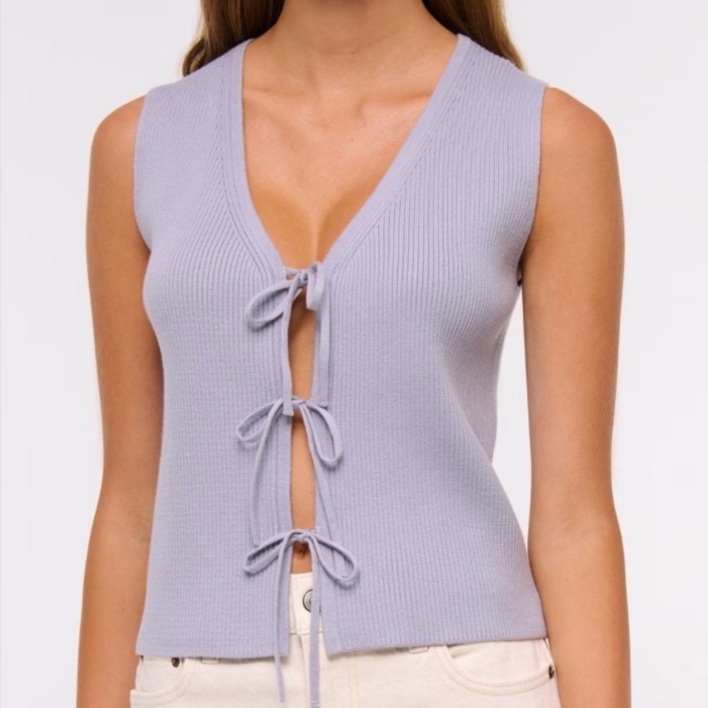 Abercrombie & Fitch Lavender Tie-Front Ribbed Tank